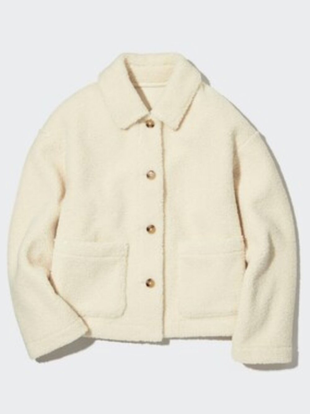 Uniqlo Windproof Outer Fleece Jacket in Off White | Size Small